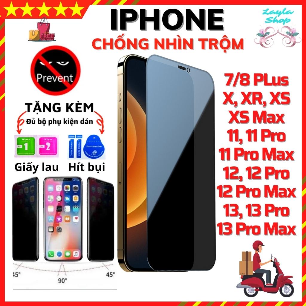 Kính Cường Lực Chống nhìn trộm Iphone 7plus/8plus /X/XR/XS/XSMAX/11/11PRO/11 PROMAX/12/12PRO/13/PRO/MAX - Dán màn hình