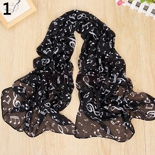 Khăn Choàng Nữ Mềm Mại In Hình Nốt Nhạc Xinh Xắn