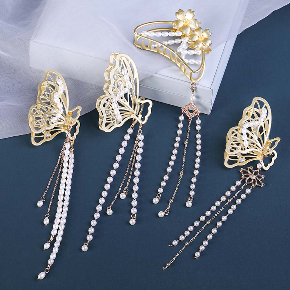 Kẹp Tóc Hình Bướm Đính Ngọc Trai Thời Trang