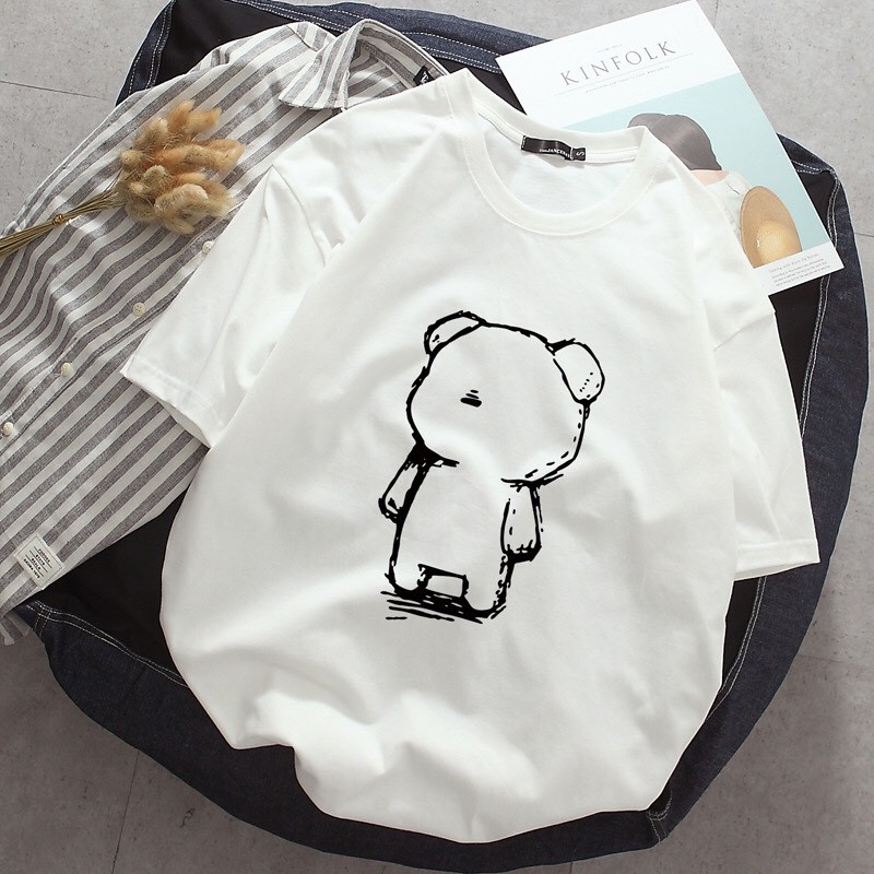 Áo thun tay lỡ KOMBOH phông Unisex nam nữ oversize form rộng đẹp ulzzang GẤU CÔ ĐƠN A12