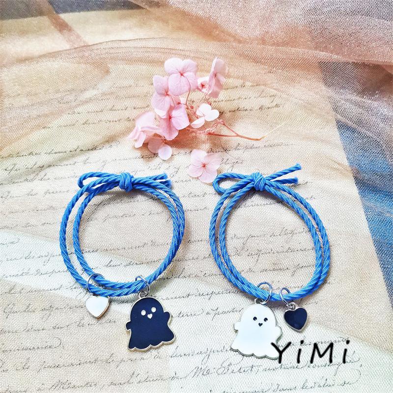 Set 2 Vòng Tay Tình Bạn Mặt Hình Ma Dễ Thương Có Thể Điều Chỉnh