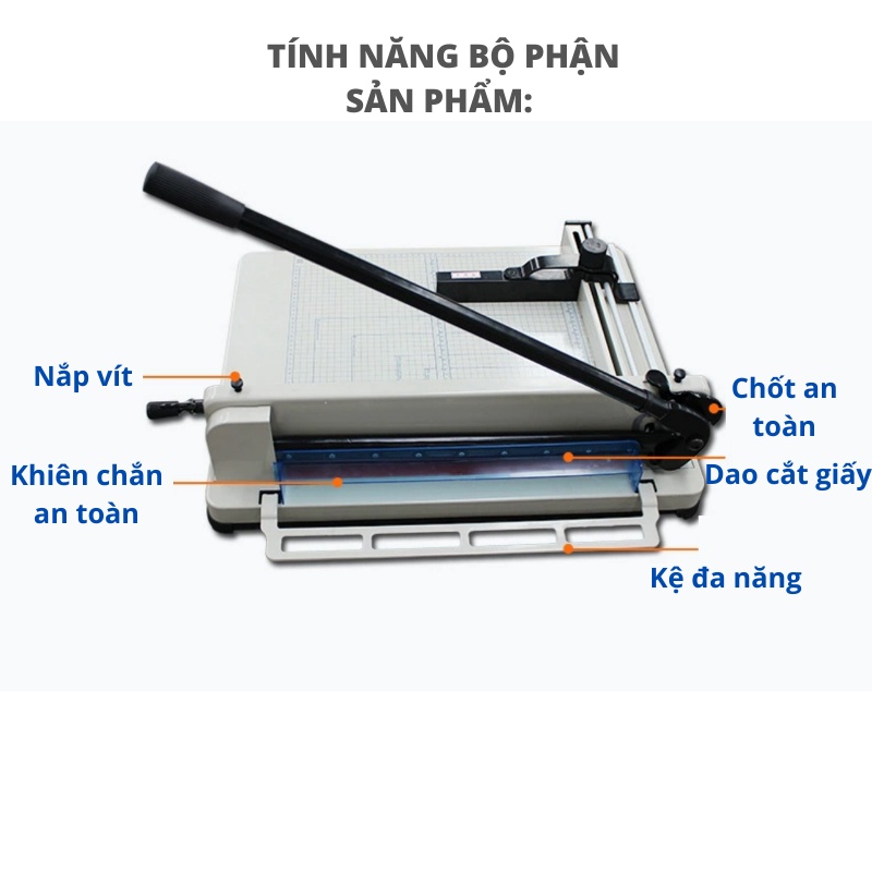 Bàn Xén Giấy A3 BOSSER Cao Cấp - Dao Xén Giấy Trợ Lực Kim Loại | Kích thước 735x595x240mm - 1 chiếc 858