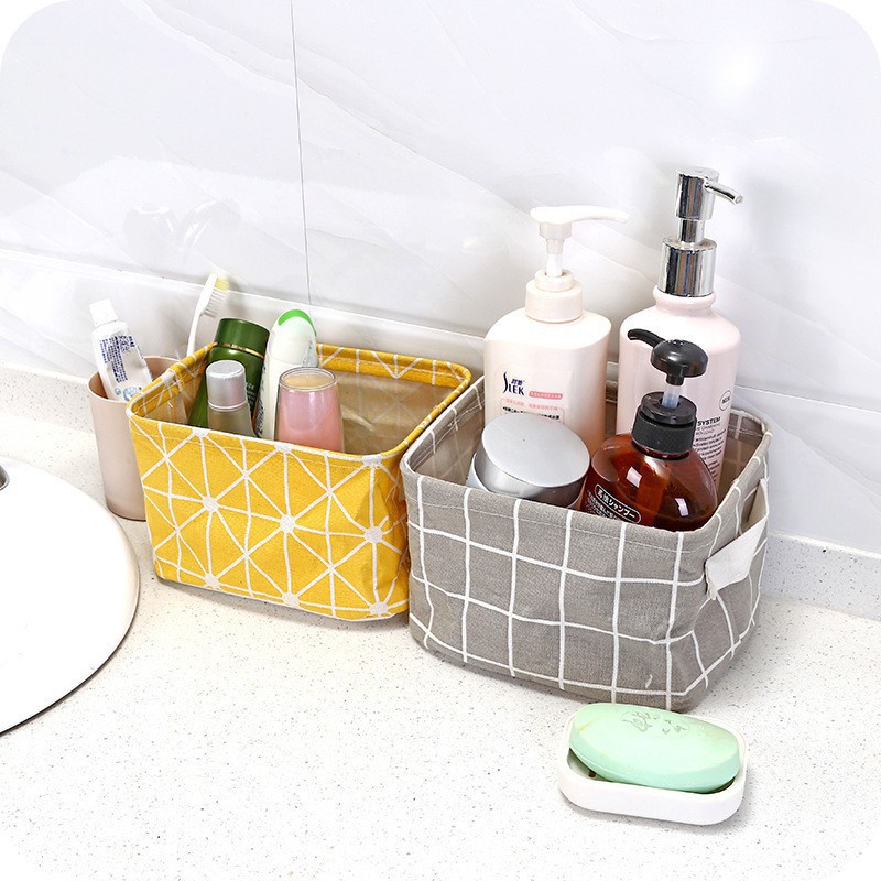 Giỏ Vải Vintage Đựng Đồ Dùng Cá Nhân, Đựng Mỹ Phẩm - Giỏ Văn Phòng Mini Để Bàn Xinh Xắn 2357