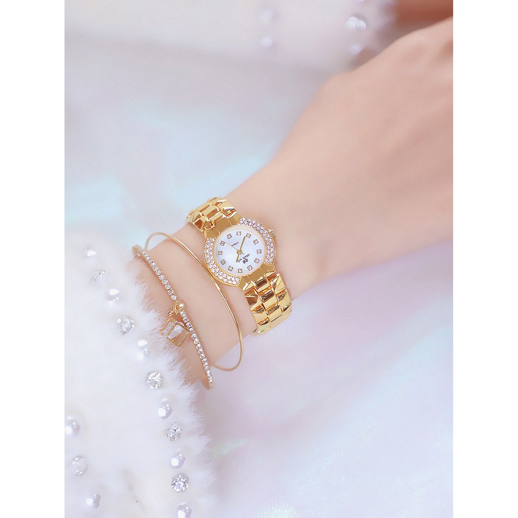 Đồng hồ nữ mặt tròn, đồng hồ đeo tay nữ dây kim loại đính đá sang trọng BEE SISTER, thời trang mới nhất | BigBuy360 - bigbuy360.vn