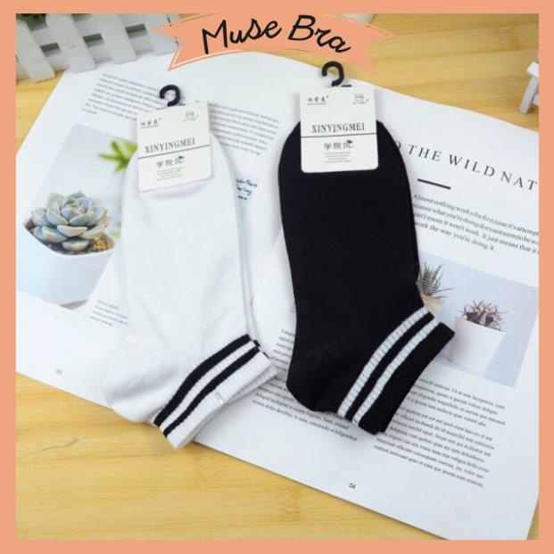 [Giá sỉ] Set 10 Đôi Tất Cotton Cổ Kẻ Hàn Quốc
