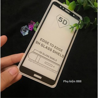 Dán kính cường lực full màn hình 5D Huawei Y6 Prime phủ màu Tặng ốp dẻo Silicon
