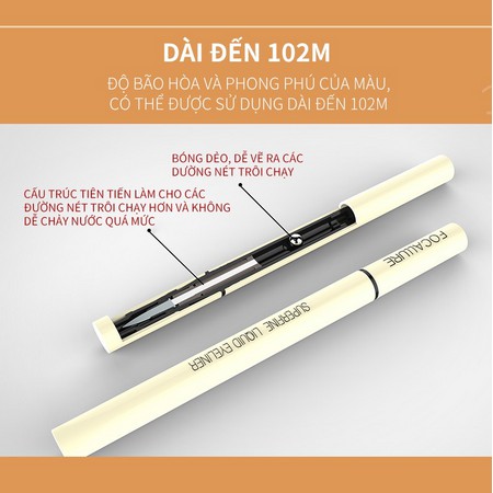Bút kẻ mắt Focallure dạng lỏng màu đen lâu trôi không thấm nước nhanh khô 0.6g