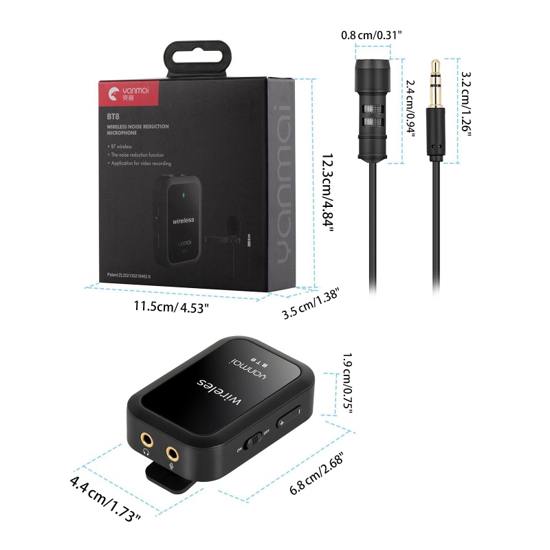 [3C] Micro Không Dây Lavalier Kèm Tai Nghe BLE5.0 Dùng Để Phát Trực Tiếp