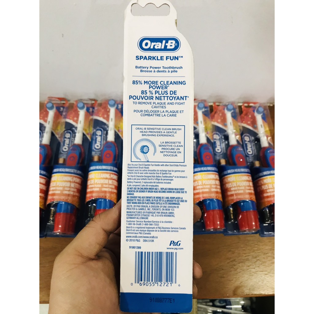 Bàn Chải Pin Cho Bé Oral-B Sparkle Fun &amp; Stages Power - Bàn Chải Điện Oral B Trẻ Em Từ 3+, Dùng Pin AA