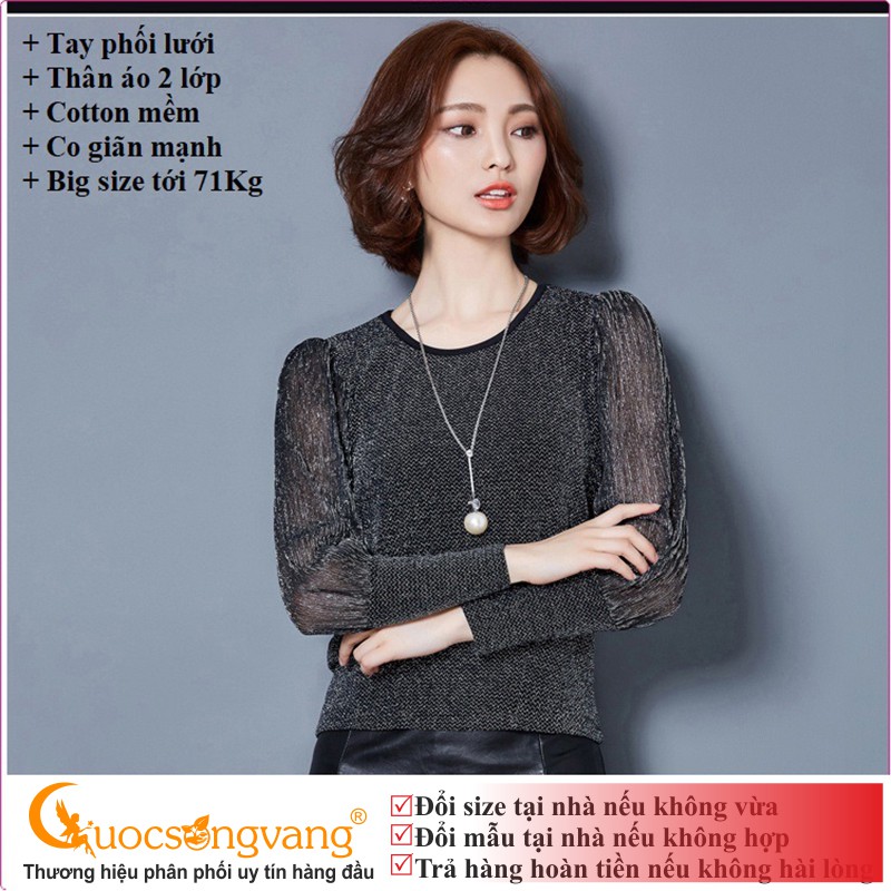 Áo nữ áo kiểu đính kim sa dài tay GLA106 Cuocsongvang