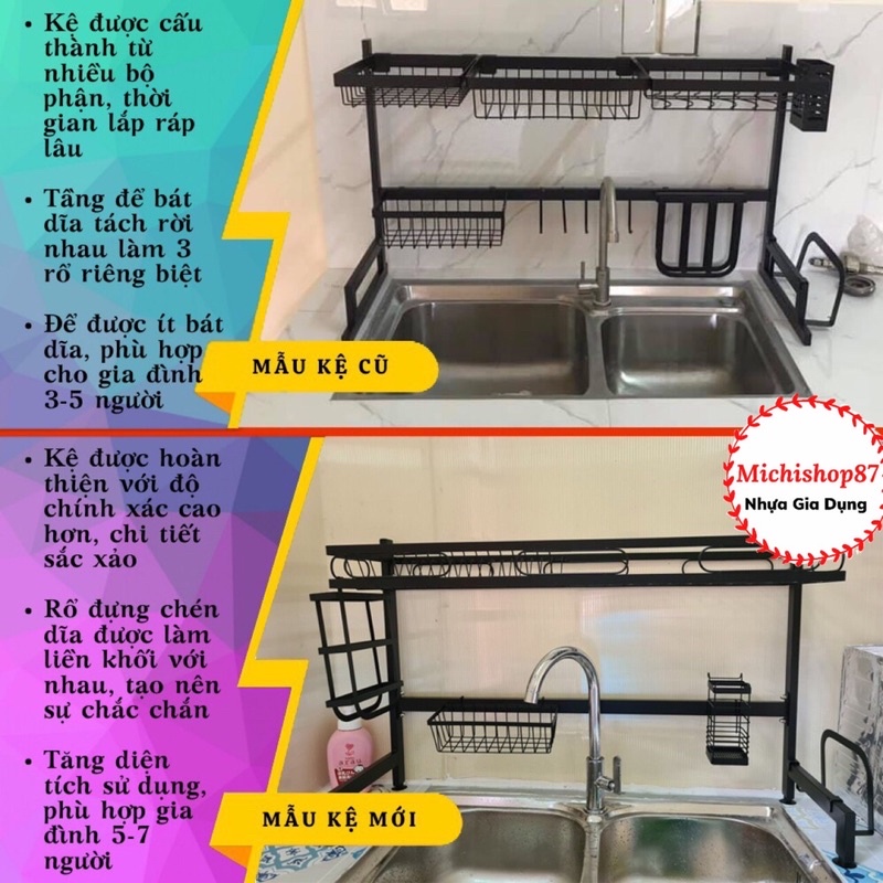 [Giá Hủy Diệt] Kệ Để Chén Bát Đa Năng Trên Bồn Rửa Bát, Giá Để Bát Đĩa Thông Minh 1,2 Tầng Sơn Đen Chống Han Gỉ