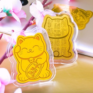 Mèo tài lộc dát vàng 24k