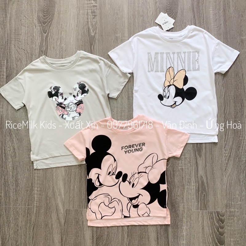 Áo phông cotton cho bé gái hình mickey xuất dư xịn