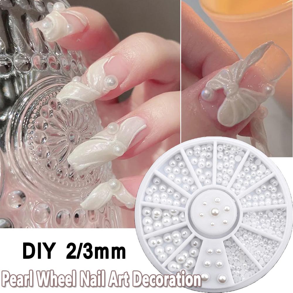 [Hàng mới về] Hộp đựng hạt ngọc trai giả 3d nhiều màu trang trí móng tay nghệ thuật 2/3mm DIY