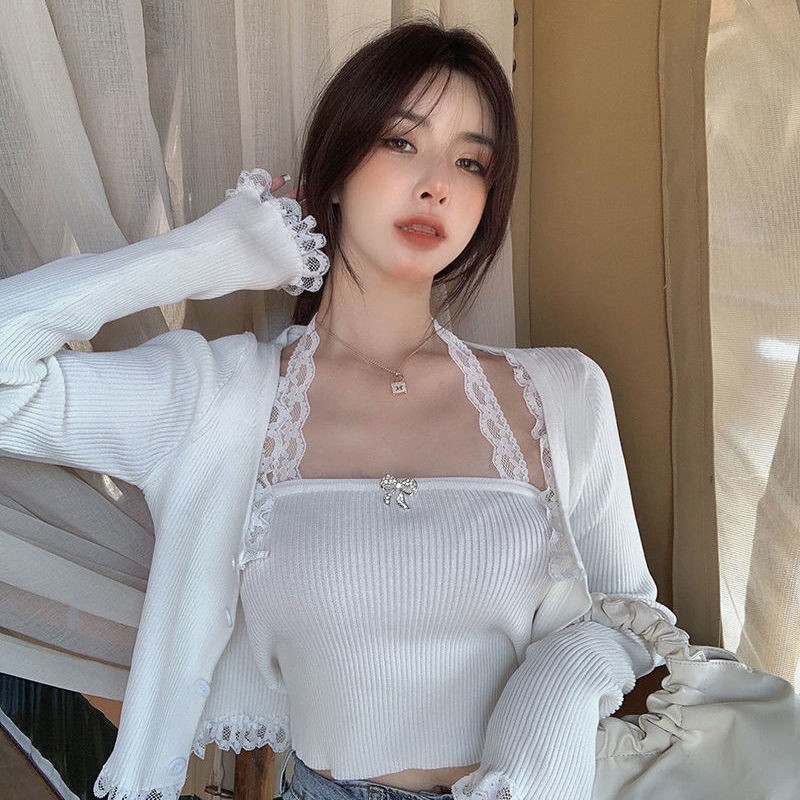 Set Áo Dây Nữ Cộc Tay Hở Eo