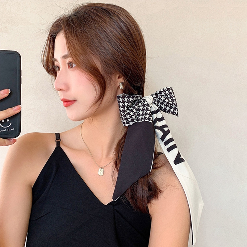 Dây buộc tóc hình nơ đính ngọc trai kiểu dáng xinh xắn cho nữ