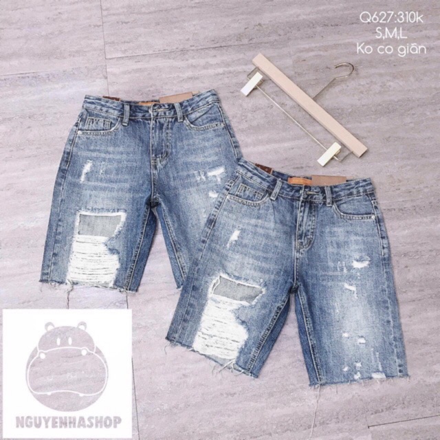 Quần jean ngố lửng cào rách, mã 103