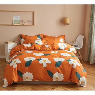 Bộ chăn ga gối cotton poly hoa cam