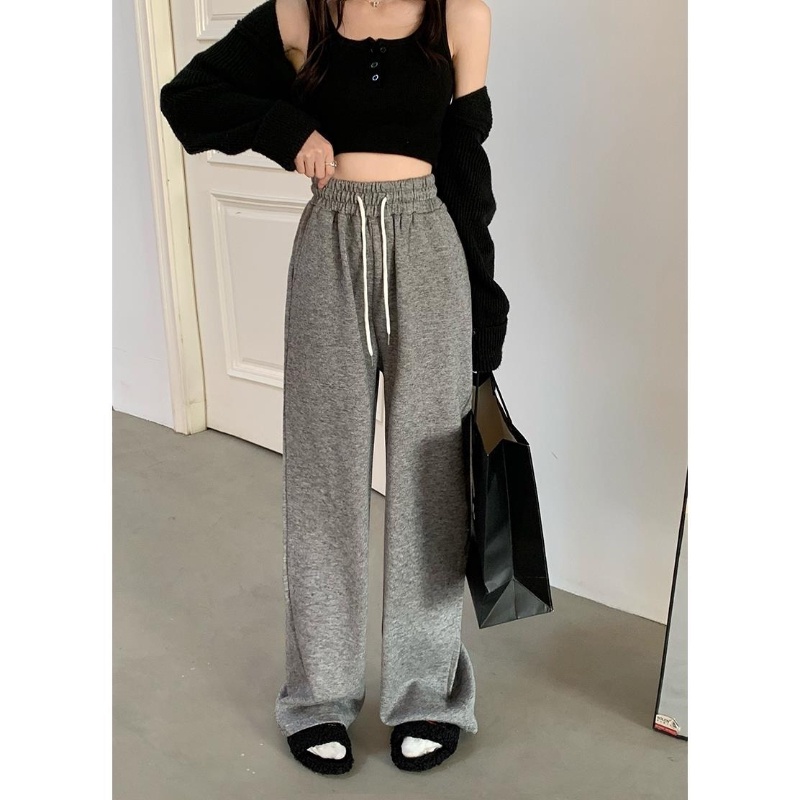 Quần Thể Thao Ống Rộng Lưng Cao Dây Rút Mẫu Mới Cho Nữ