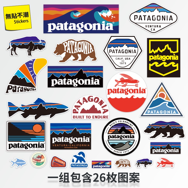 Bộ 26 Miếng Dán patagonia patagonia patagonia Trang Trí Vali Laptop Mũ Bảo Hiểm Chống Thấm Nước