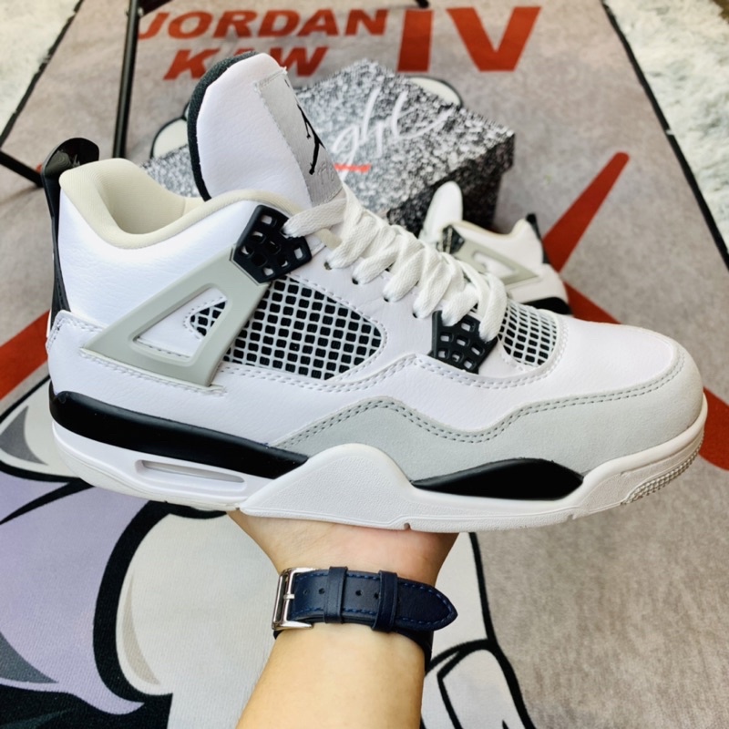 Giày thể thao sneaker cổ cao Air Jordan 4 AJ4 Military Black Hàng TC