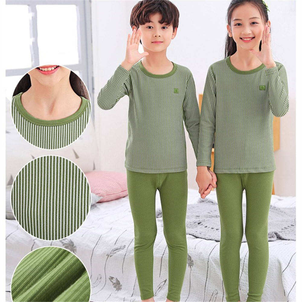 Bộ Đồ Ngủ Pijama 2 Món Bằng Cotton Mềm Mại Kẻ Sọc Kiểu Hàn Quốc Cho Bé Từ 3-12 Tuổi