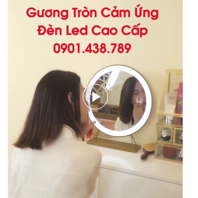 Gương Tròn Đèn Led Cảm Ứng, Gương Để Bàn Cao Cấp