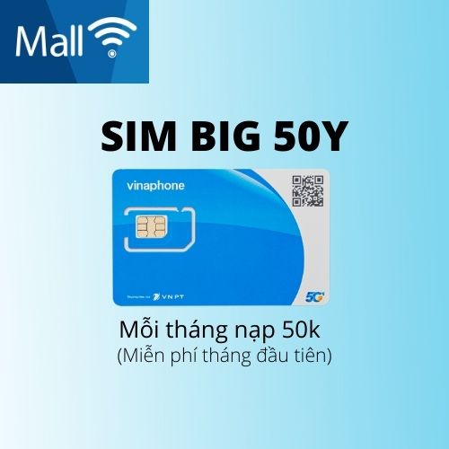 Sim 4G Vinaphone BIG 50Y tặng 5GB/ngày mỗi tháng nạp 50K miễn phí tháng đầu tiên
