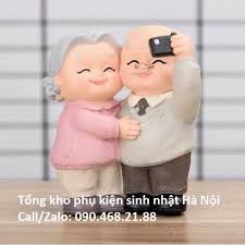 Mô hình ông bà lão trang trí bánh kem, trang trí bánh sinh nhật