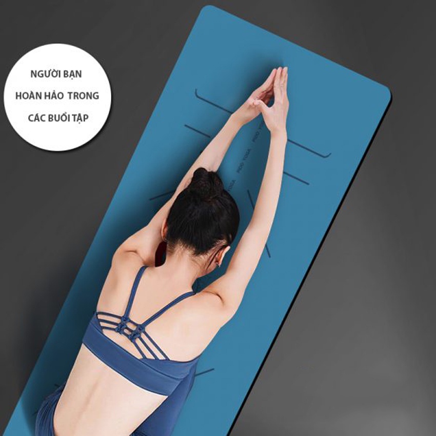 Thảm Yoga Định tuyến Mạ Vàng 8mm TPE đàn hồi tốt, độ bám cao, chống trơn trượt