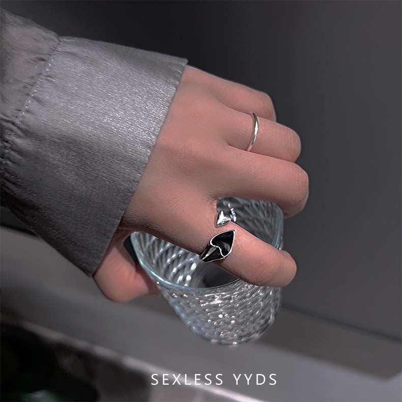 Nhẫn Hở Hình Trái Tim Phong Cách hip hop Thời Trang Cho Nam Và Nữ