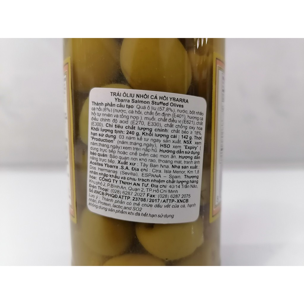 [240g – Cá hồi] Trái ô liu xanh nhồi [Spain] YBARRA Salmon Stuffed Olives (atu-hk)