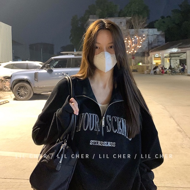 Porozi  Áo sweater  tay dài màu sắc đơn giản thời trang cho nữ