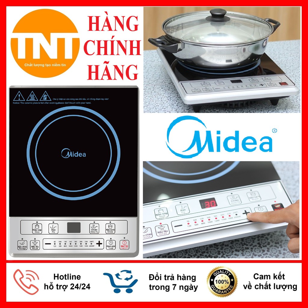 Bếp Điện Từ Cao Cấp Midea MI-B2016DA 2000W Tặng Kèm Nồi ,BH Chính Hãng