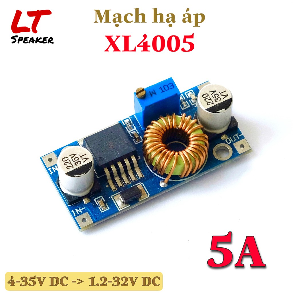 Mạch hạ áp DC - DC 5A XL4005 - Input 4-35V Output 1.2-32V DC (có nhôm tản nhiệt)