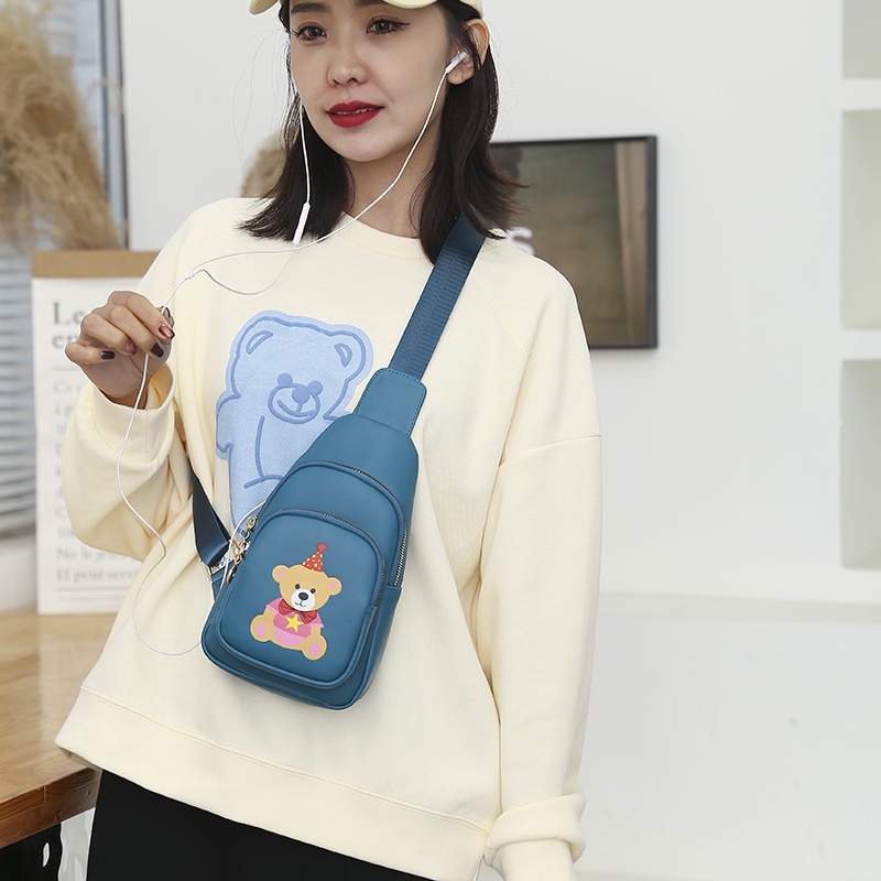 Túi Đeo Chéo Da Mềm In Hình Gấu Dễ Thương Thời Trang Cho Nữ