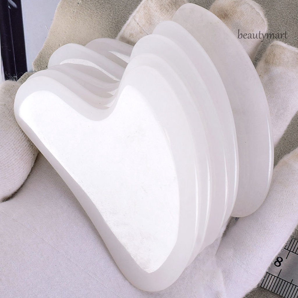 QTM_Guasha Board Heart-Shaped Lift Skin Synthetic Body Massage White Scraper Board for Face