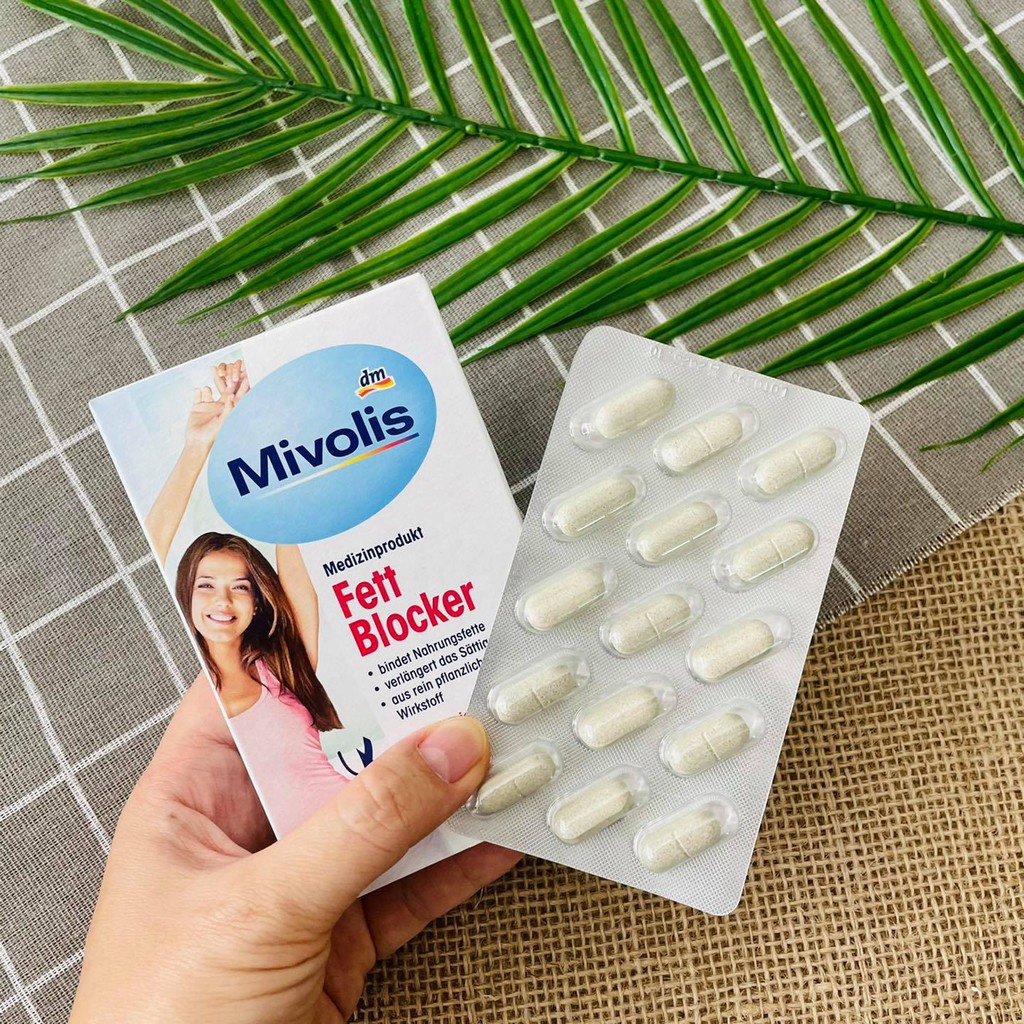 Viên giảm cân giảm mỡ bụng Fett Blocker Mivolis ngăn hấp thu chất béo và tinh bột, thanh lọc cơ thể, 30 viên-Nội địa Đức