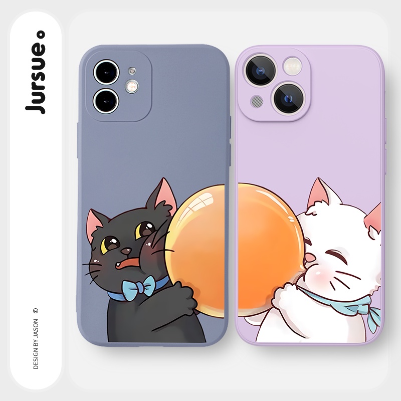Ốp lưng JURSUE mềm hoạt hình cặp đôi dễ thương đẹp Cho iPhone 14 13 12 11 Pro Max SE 2020 X XR XS 8 7 ip 6S 6 Plus Y2263