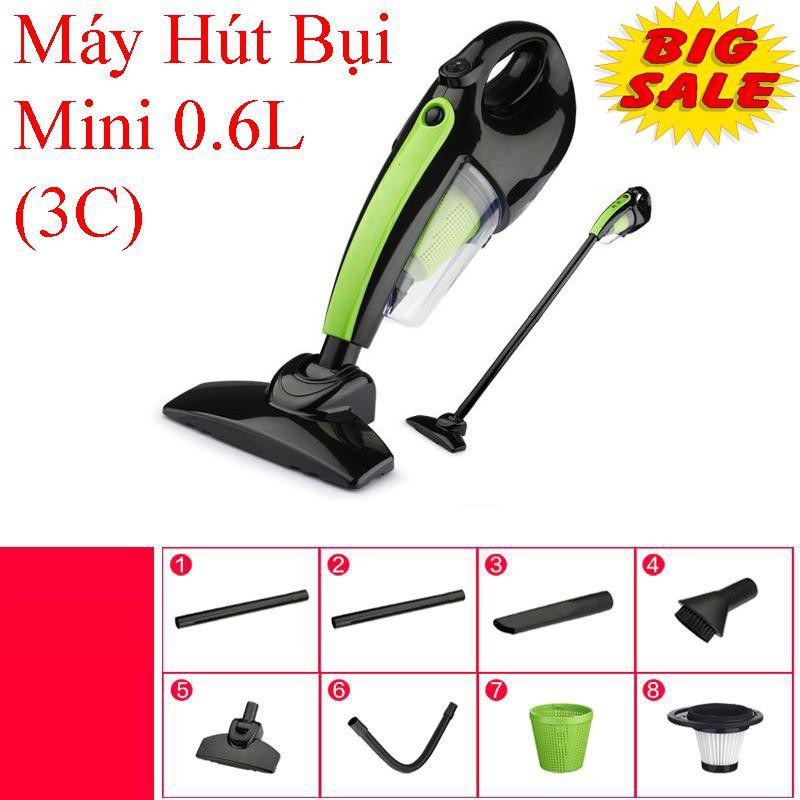 máy hút bụi gia đình,máy hút bụi công suất lớn,Máy hút bụi 0.6L (3C)-bảo hành uy tín 1 đổi 1