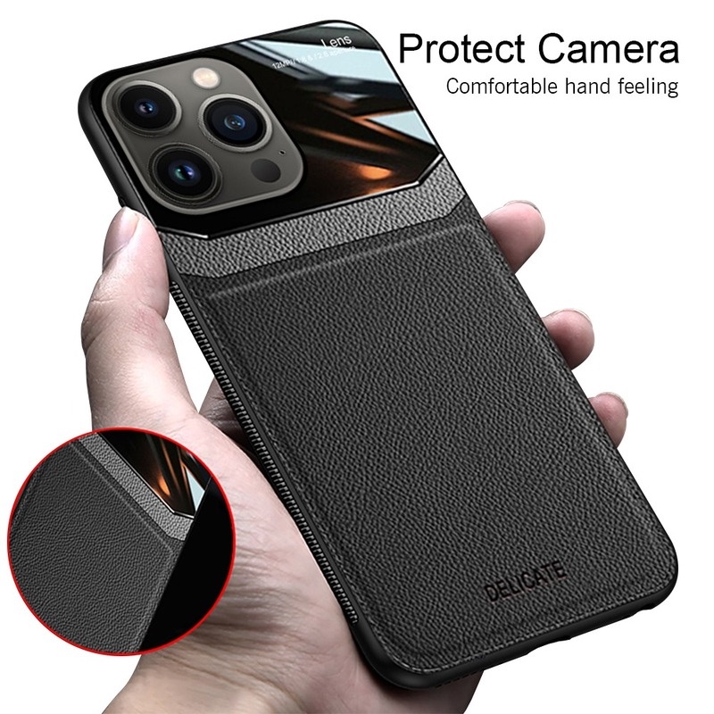 Ốp Điện Thoại Tráng Gương Phối Da Chống Sốc Cho iPhone 13 12 11 Pro Max Mini SE 2020