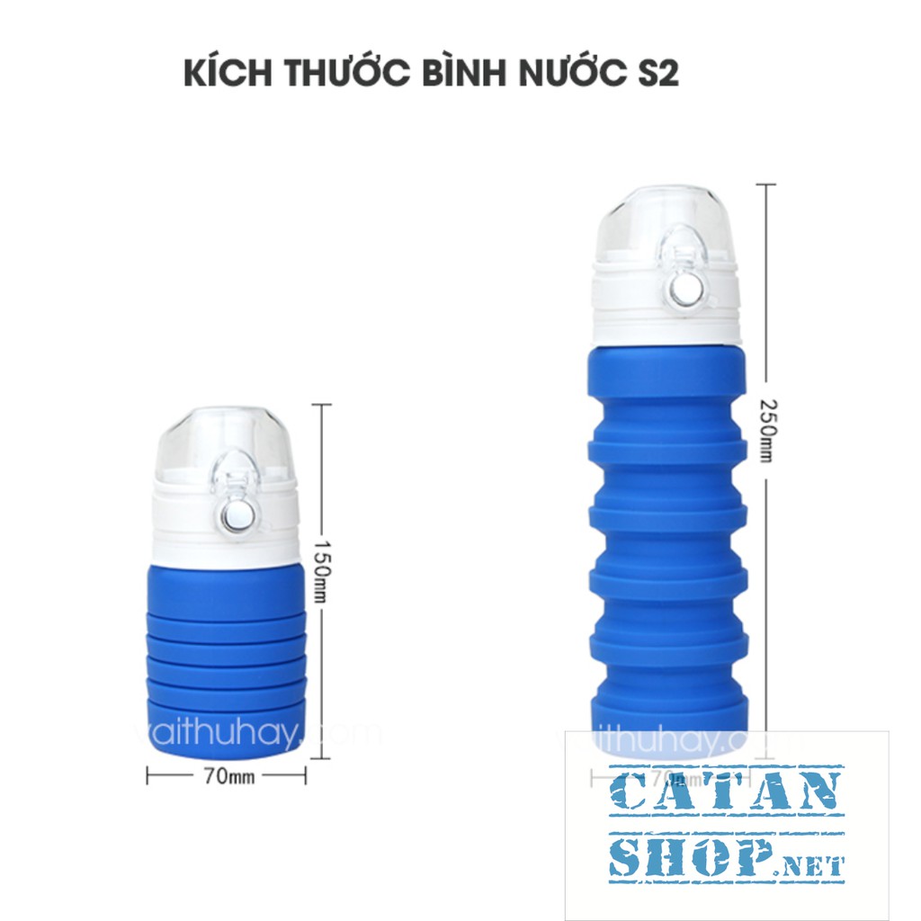 Bình Nước du lịch, bình Nước Gấp Gọn Thông Minh S2, chai nước xếp gọn tiện ích cho thể thao du lịch dã ngoại