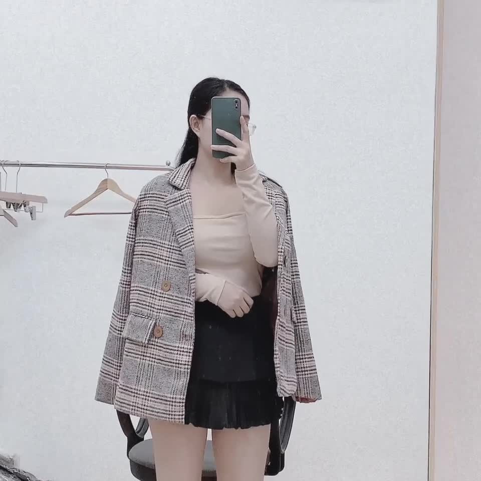 Áo dạ kẻ nữ, áo khoác blazer dạ vest kẻ | BigBuy360 - bigbuy360.vn