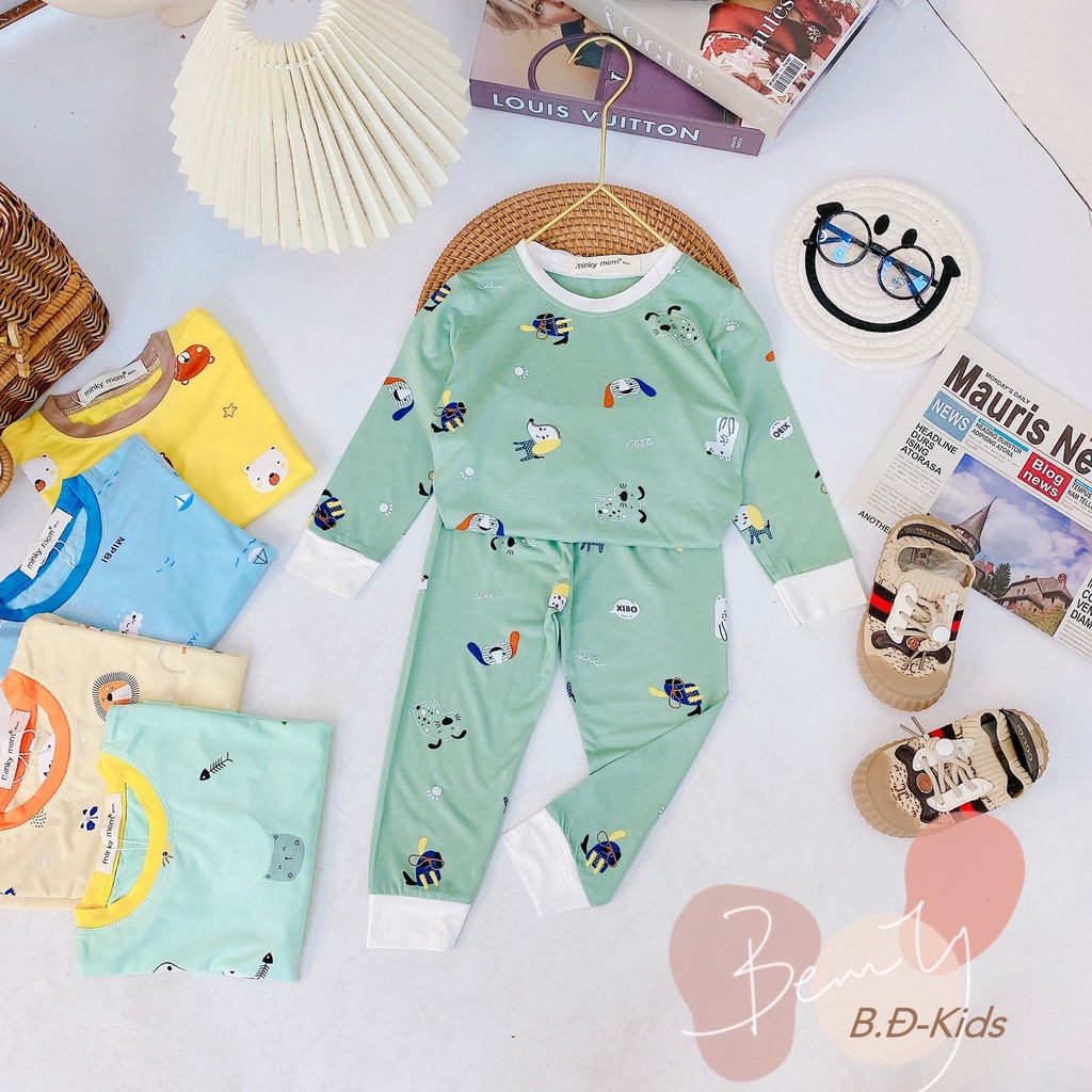 Bộ dài tay cho bé trai bé gái size đại 6-25kg, đồ bộ thun lạnh dài tay minky mom trẻ em mặc ngủ 1 2 3 4 5 tuổi BD006