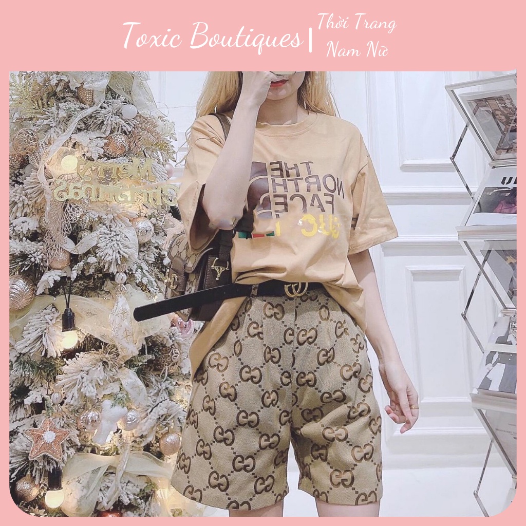 Áo phông nữ GUCCI TOXIC set áo phông mix quần Gucci kaki 3D Freesize kèm đai siêu hot 2022
