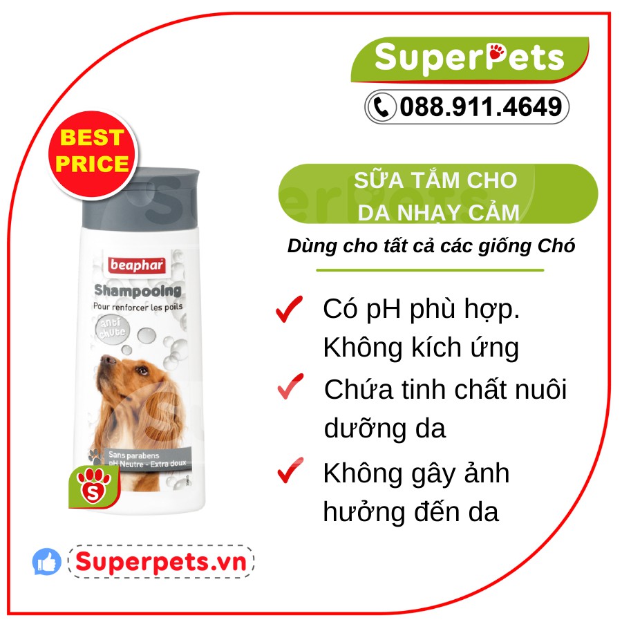 Sữa Tắm Cho Chó Da Nhạy Cảm BEAPHAR SHAMPOO BUBBLE HYPO-ALLERGIC DOG SUPERPETS VIỆT NAM