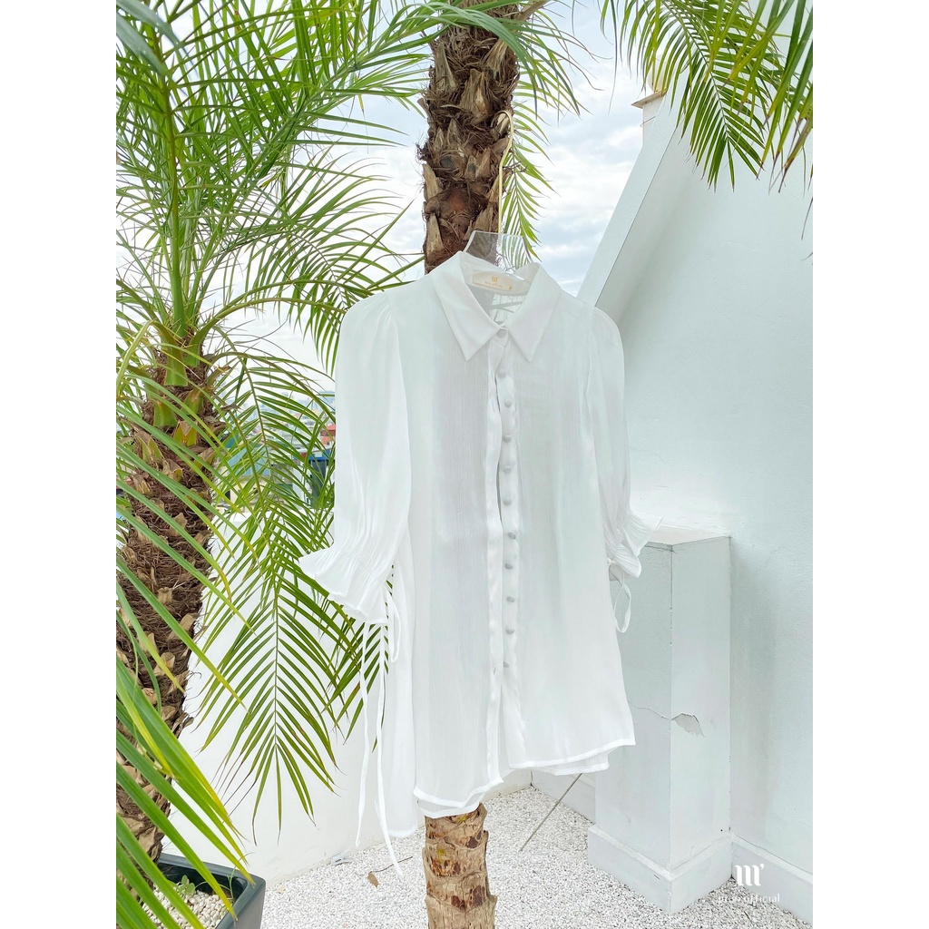 Áo sơ mi công sở nữ Méo shop tay lỡ cổ đức Eleni