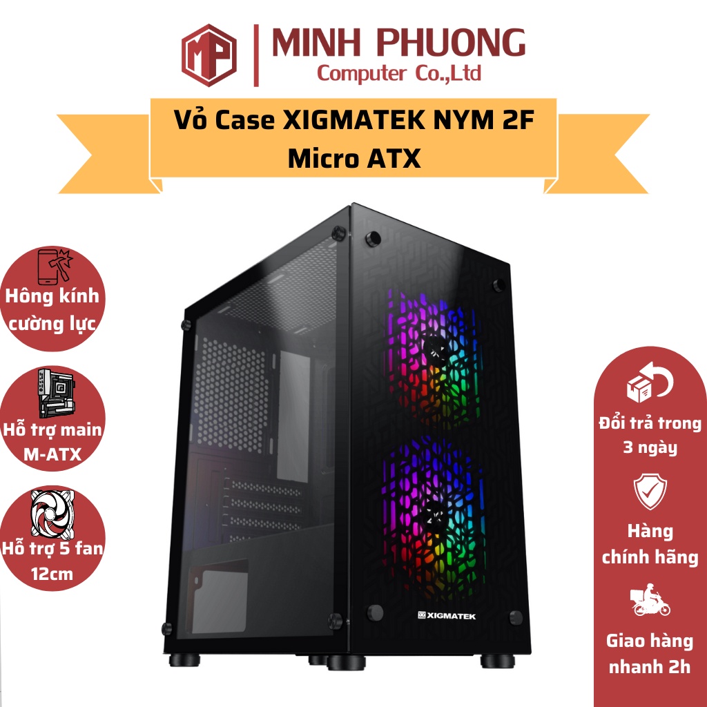 Thùng máy/ Vỏ Case máy tính XIGMATEK NYM 2F hỗ trợ main M-ATX - Hàng chính hãng - Bảo hành 12 tháng