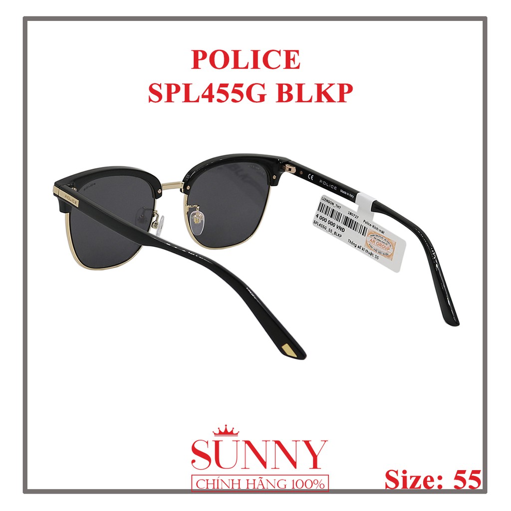 Kính mát Police chính hãng SPL455G 55 BLKP màu sắc thời trang, thiết kế dễ đeo bảo vệ mắt