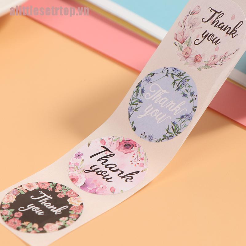 Cuộn 500 Miếng Dán Hình Hoa / Chữ Thank You Dùng Trang Trí Sổ Tay